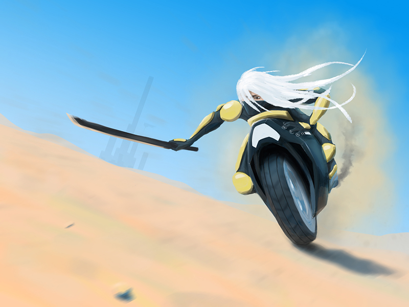 Desert Motorcycle Rider Illustration